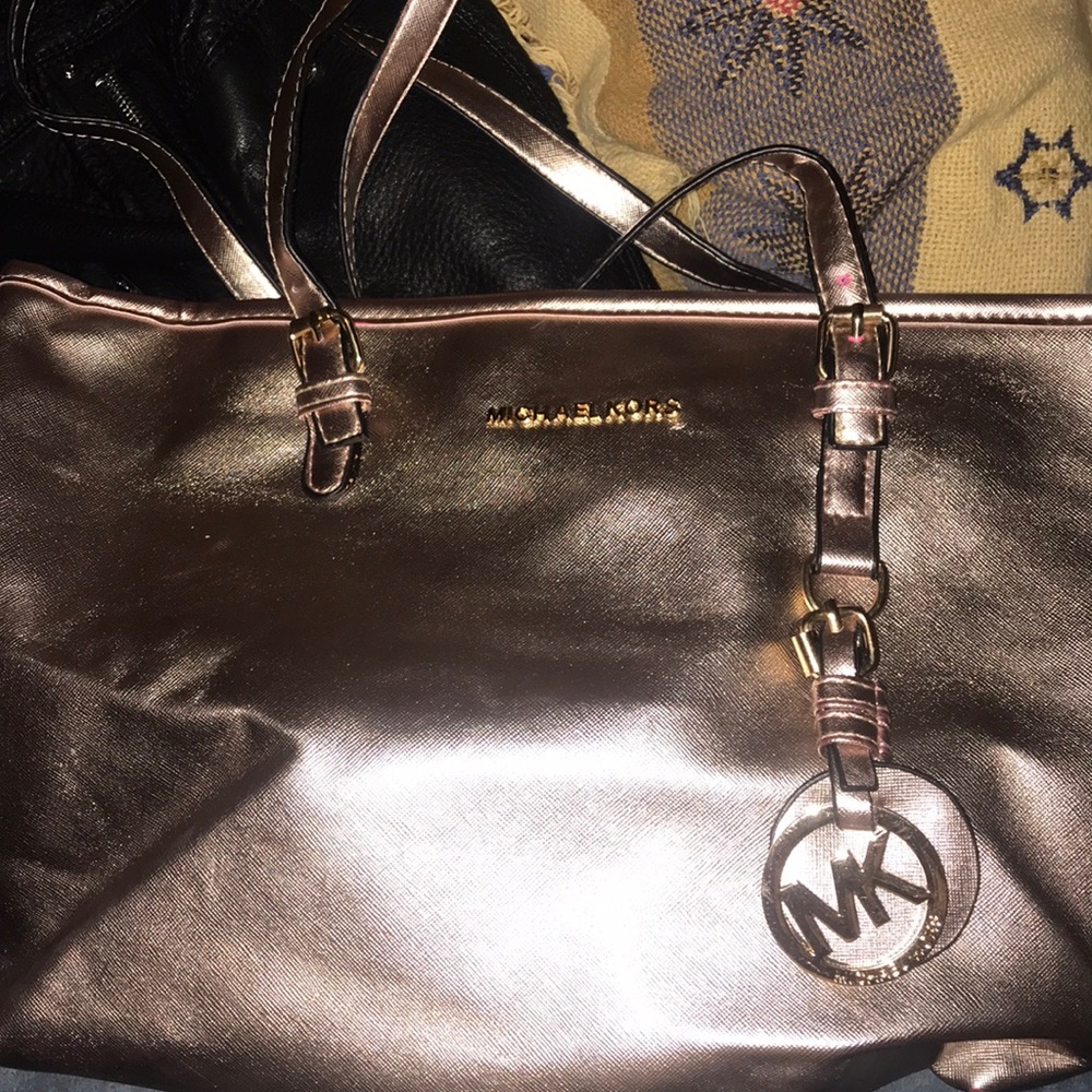 Michael Kors metallic pink tote bag